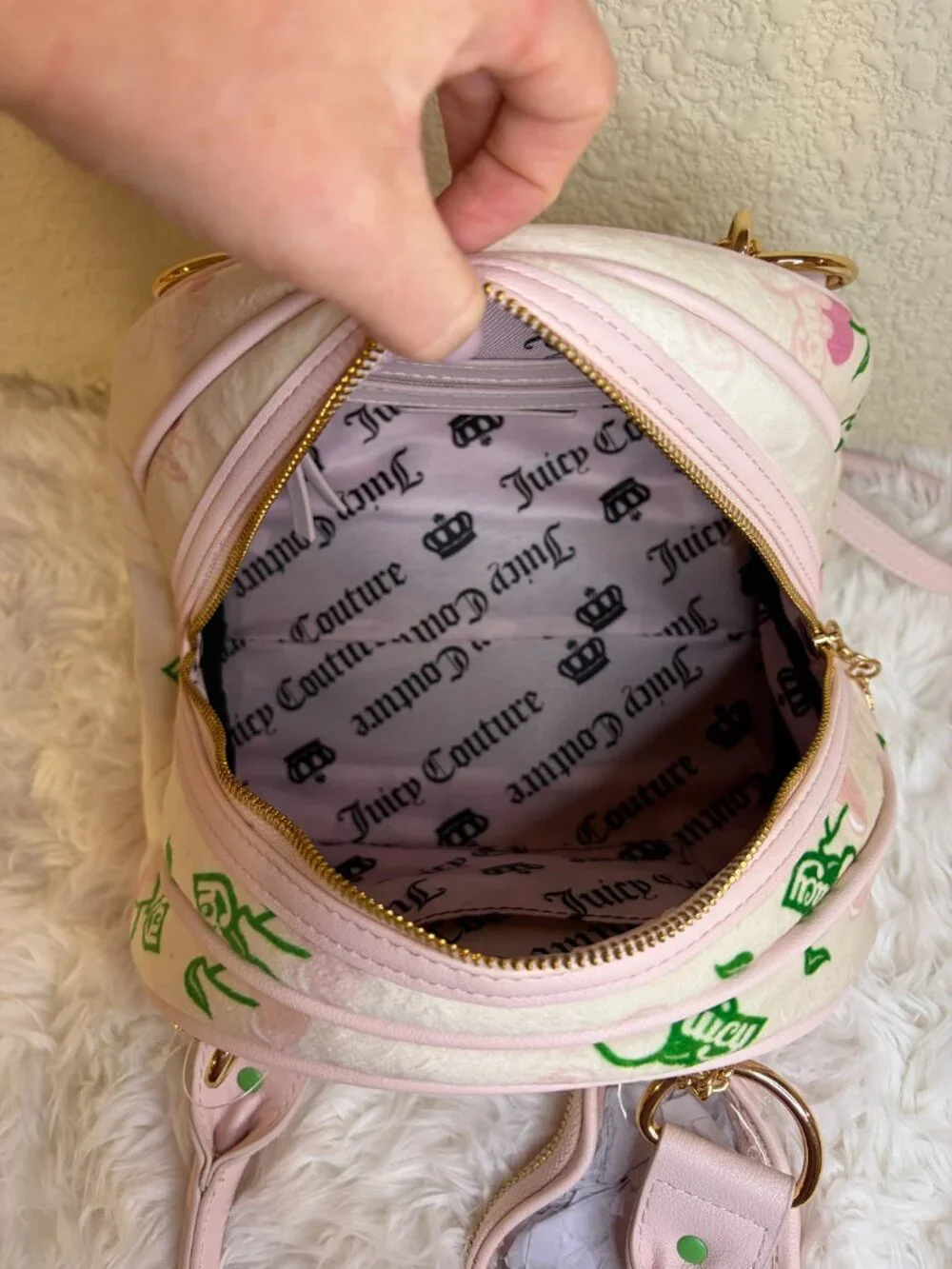 Juicy Couture Retro Cherry Gelato Bowler Bag Pink Cherry Crossbody Purse NWT